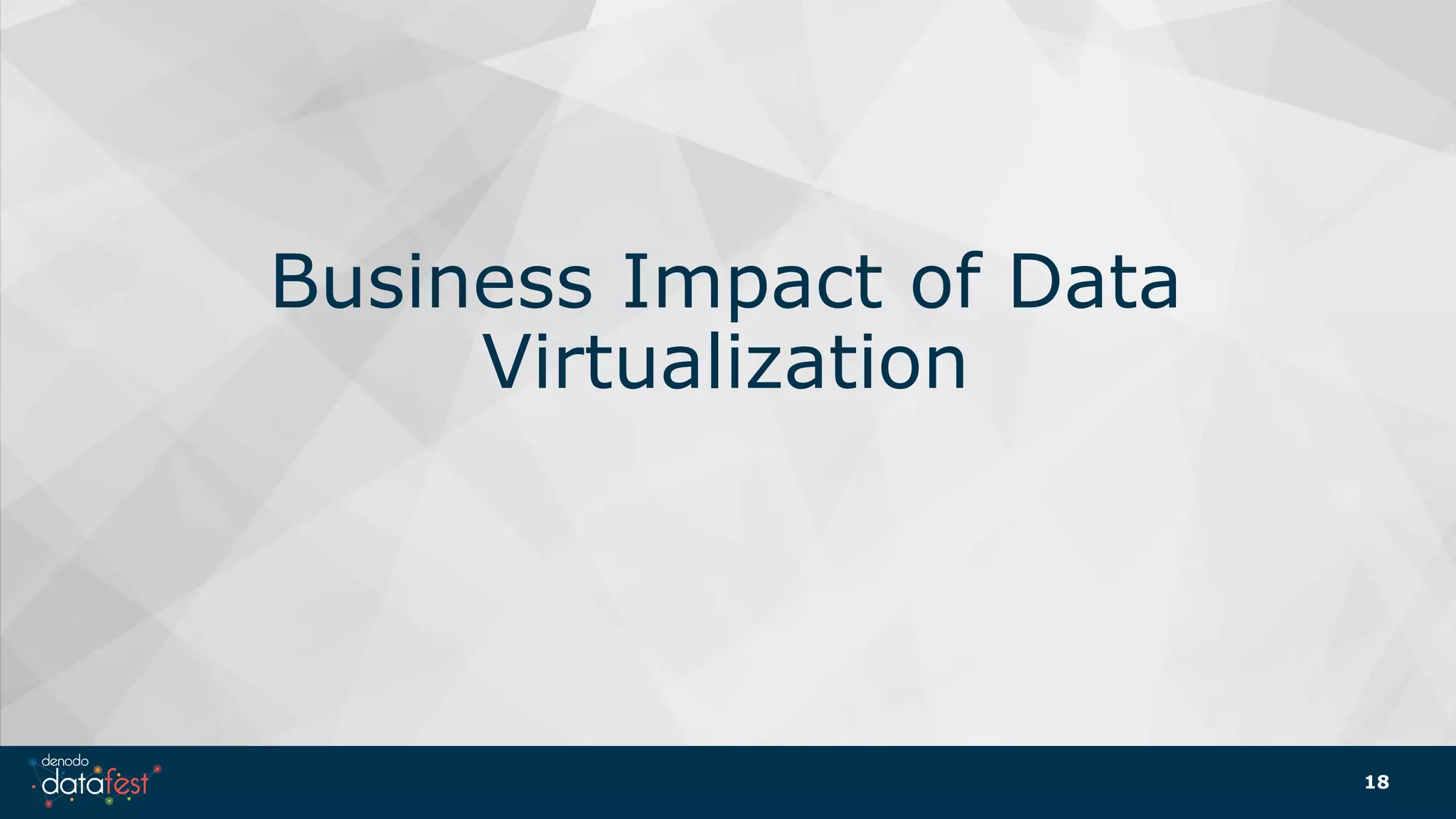 Business Impact of Data
Virtualization
18
 