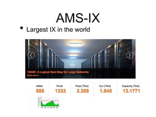 AMS-IX 
• Largest IX in the world 
 
