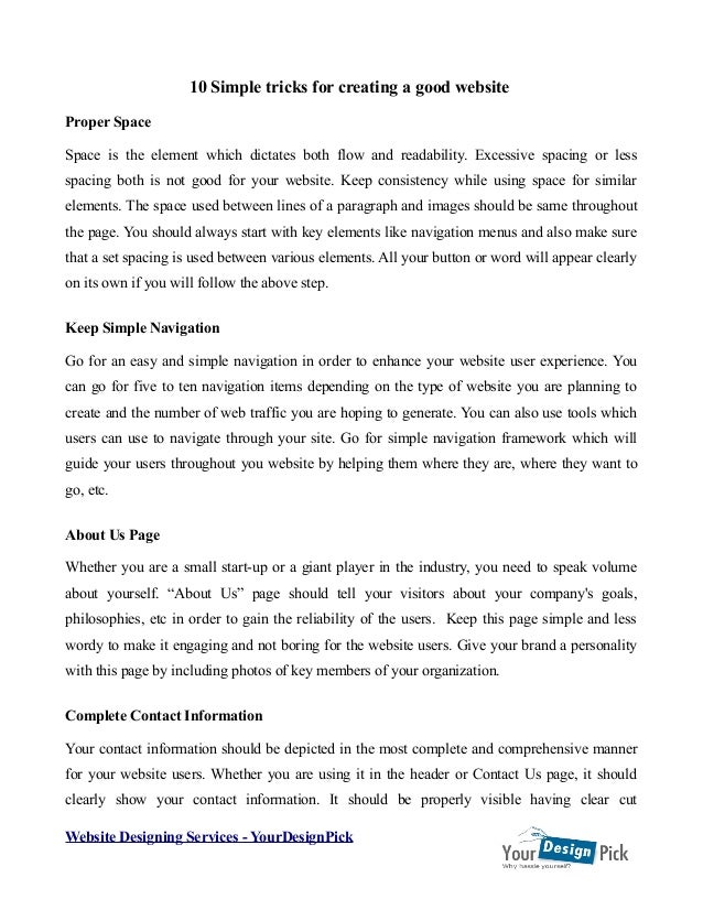 key points that will make a web design look good backgrounder format