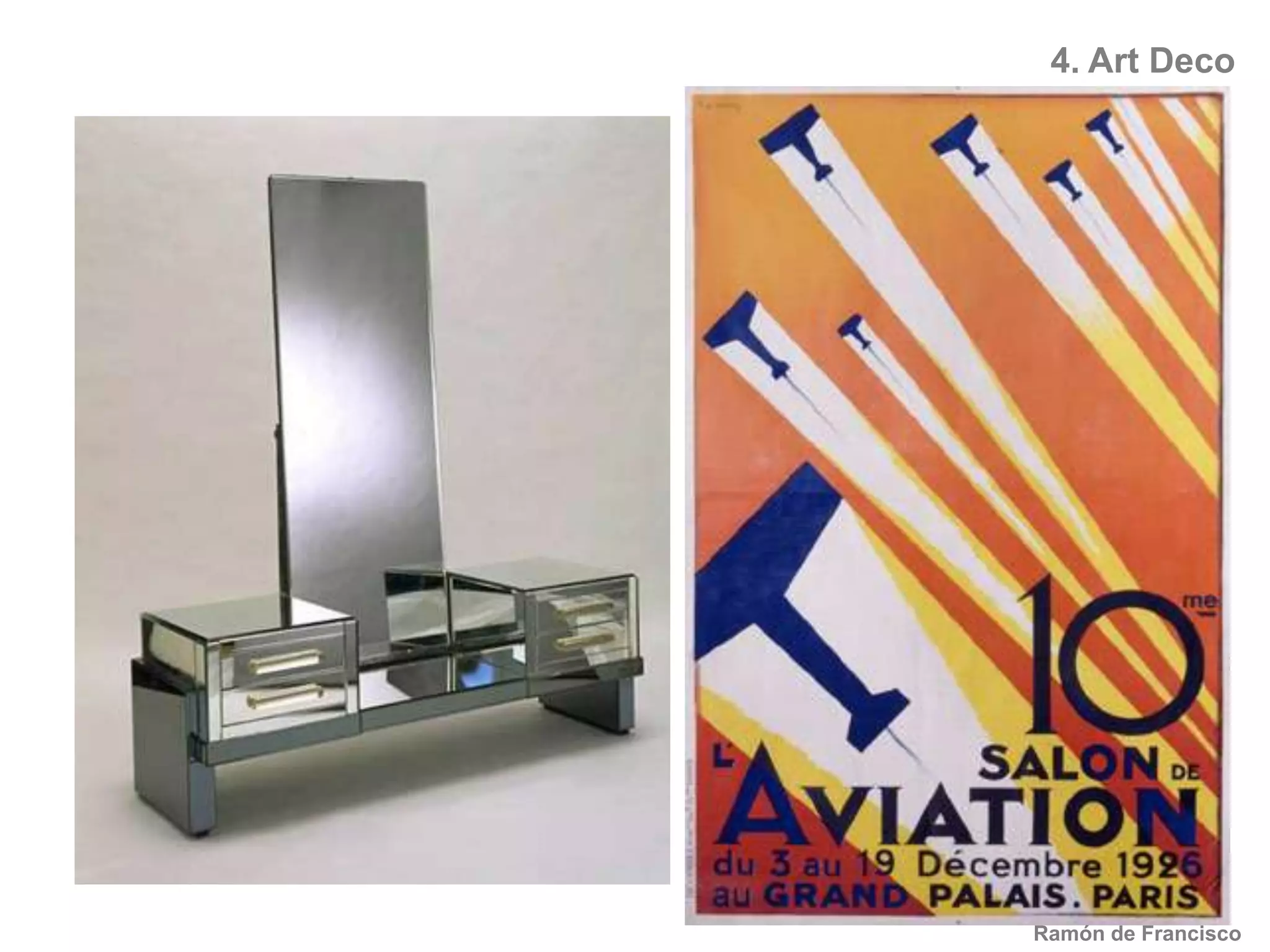 Influencias azteca y egipcia por los descubrimientos arqueológicos (tumba de Tutankhamon, 1922).Ramón de Francisco