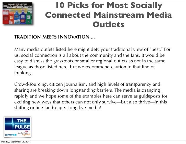 10 Socially Connected Mainstream Media Outlets