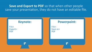 Save	
  and	
  Export	
  to	
  PDF  so  that  when  other  people    
save  your  presenta>on,  they  do  not  have  an  e...