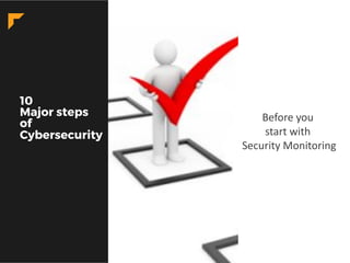 10
Major steps
of
Cybersecurity
Before you
start with
Security Monitoring
 
