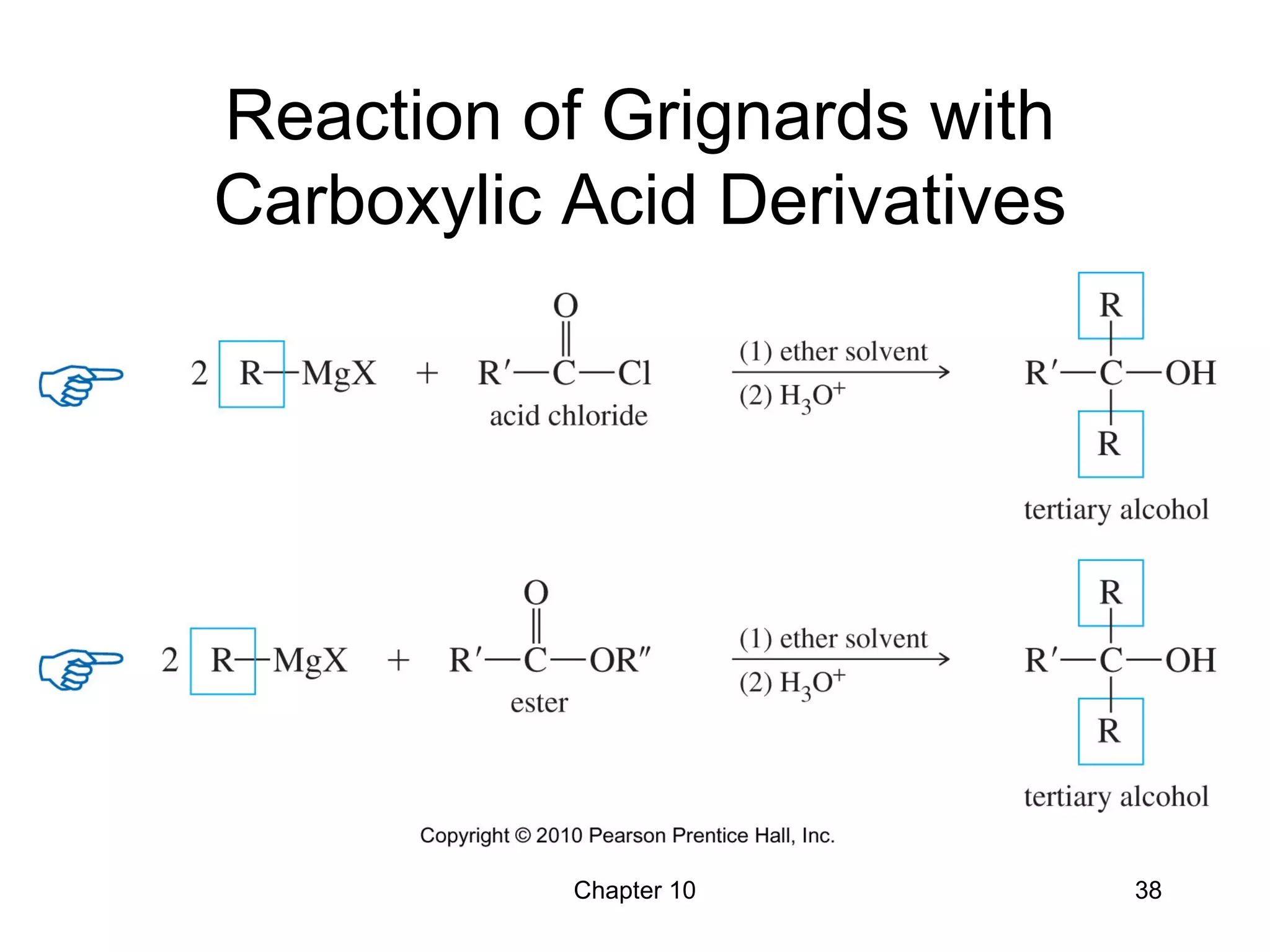 Chapter 10 38
Reaction of Grignards with
Carboxylic Acid Derivatives
 