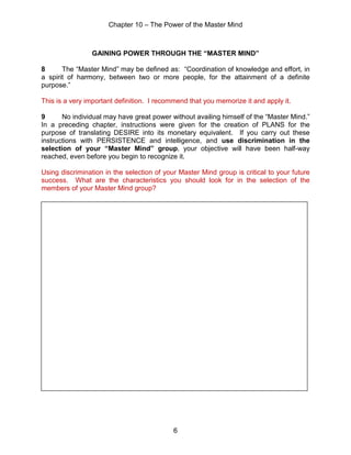 Think and Grow Rich Workbook-Chapter 10 - Power of the Master Mind | PDF