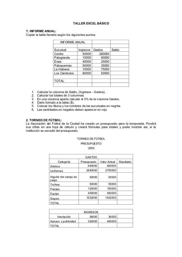 1 0 taller excel basico word formatos de presupuestos en word