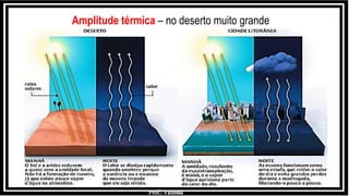 Prof.: Vanessa
Amplitude térmica – no deserto muito grande
 