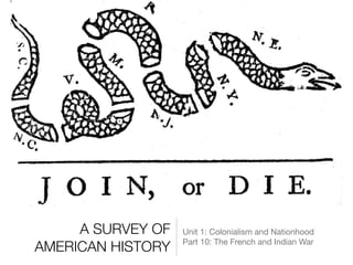 A SURVEY OF
AMERICAN HISTORY
Unit 1: Colonialism and Nationhood

Part 10: The French and Indian War
 