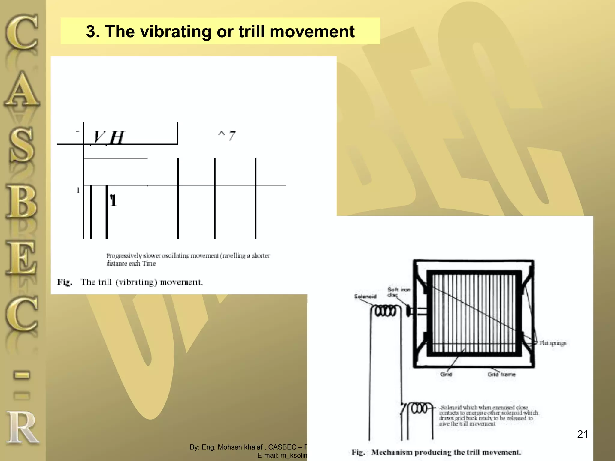 By: Eng. Mohsen khalaf , CASBEC – Faculty of engineering - Cairo university
E-mail: m_ksoliman@yahoo.com
3. The vibrating or trill movement
21
 