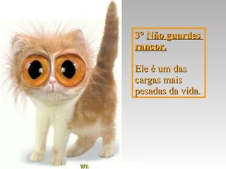 3°   Não guardes  rancor.   Ele é um das  cargas mais  pesada s  da vida. 