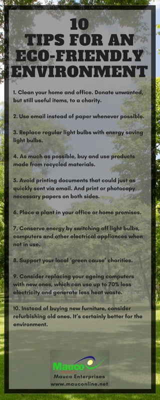 10 Tips for an Eco-friendly Environment
