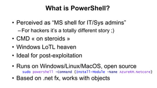 Powershell-hacking-1nTh35h311-BSidesTLV2019 | PPT