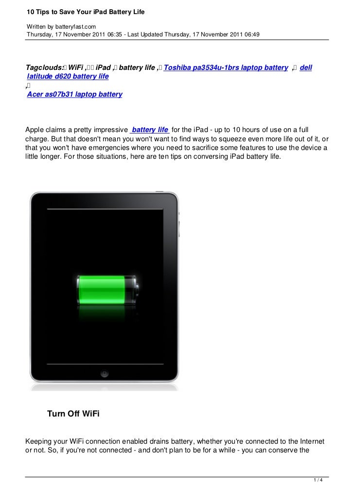 Top 10 Tips To Save Your Ipad Battery Life