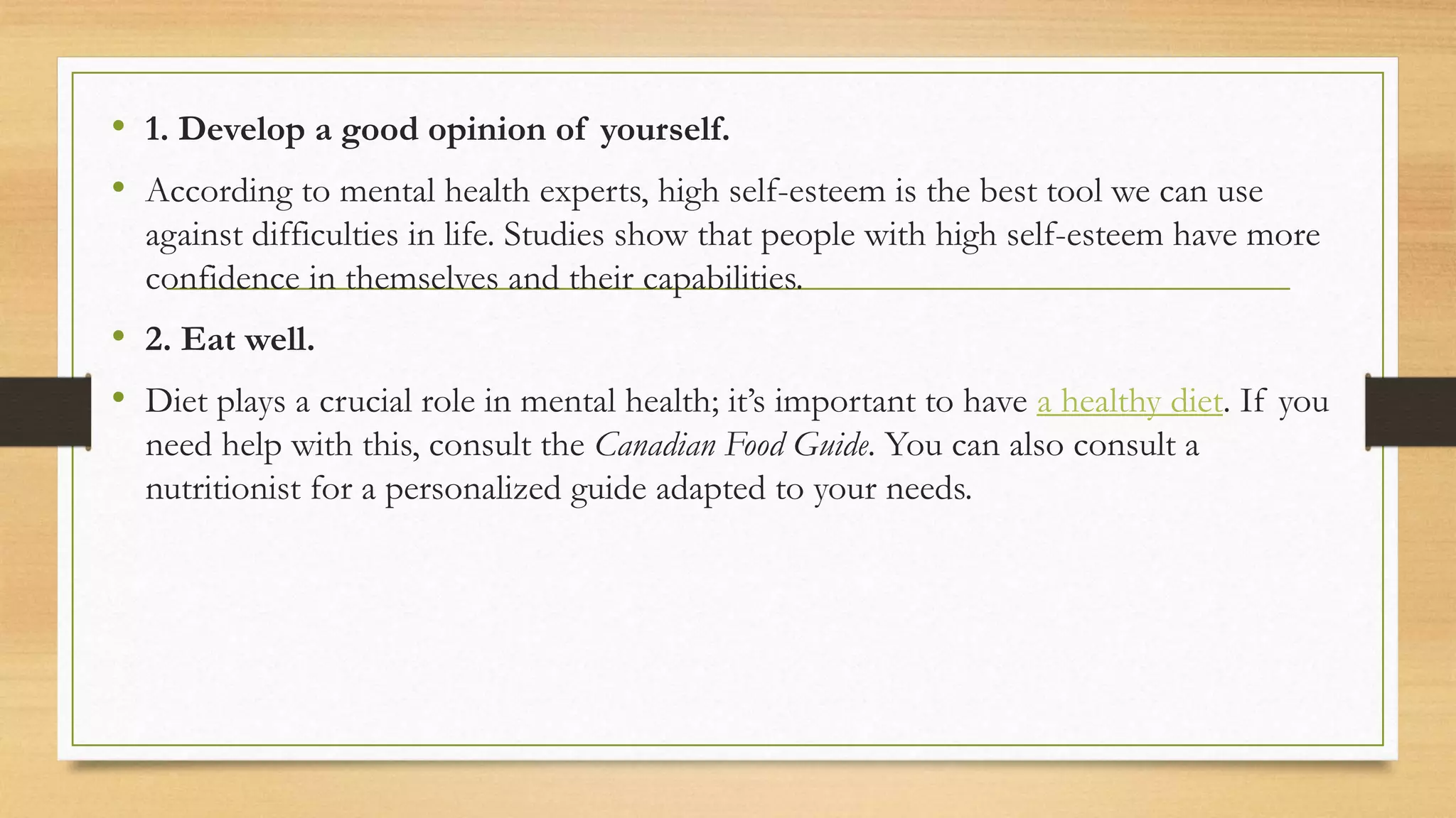 10 tips to maintain good mental health | PPTX