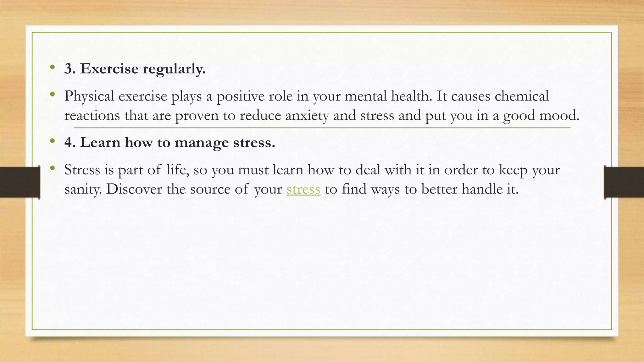 10 tips to maintain good mental health | PPTX
