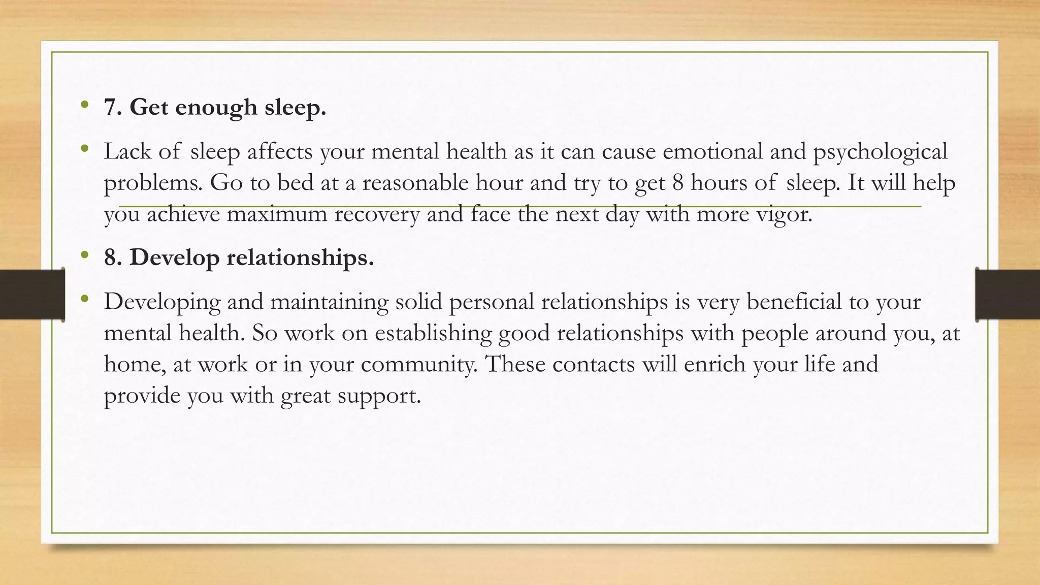 10 tips to maintain good mental health | PPTX