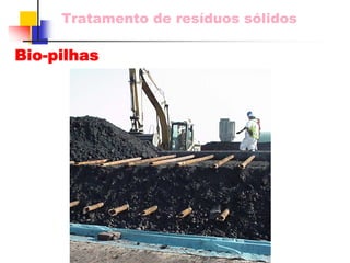 Tratamento de resíduos sólidos 
Bio-pilhas  