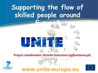 Supporting the flow of
 skilled people around
        Europe!!



Project coordination: Ricardo Goncalves (rg@uninova.pt)



     www.unite-europe.eu
 