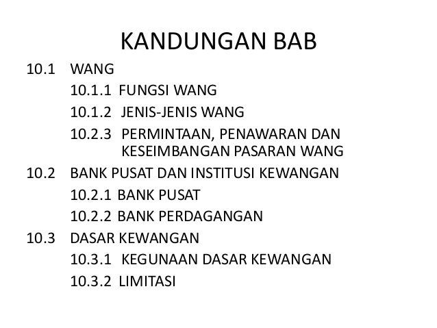 10 wang dan dasar kewangan