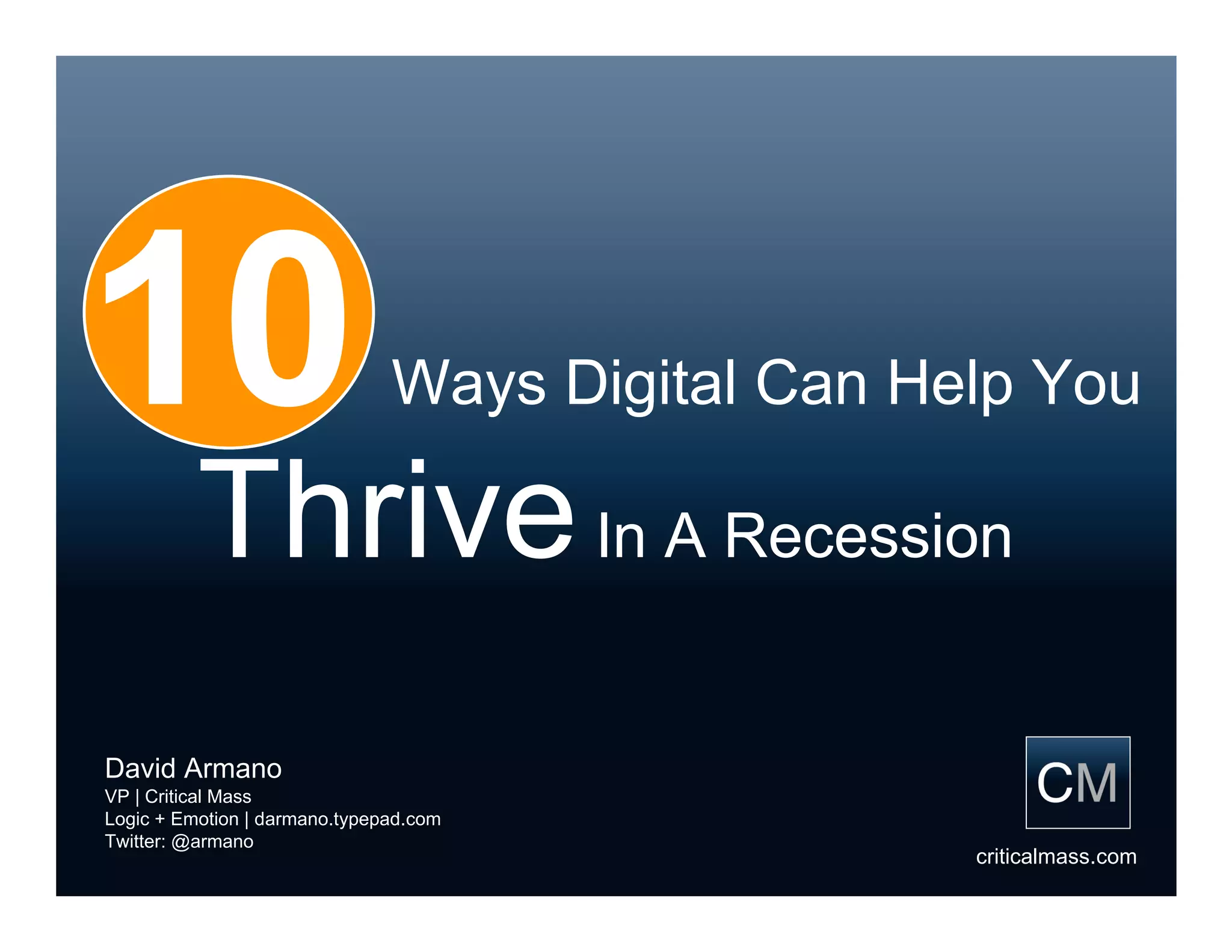 10 Ways Digital Can Help You Thrive in a Recession