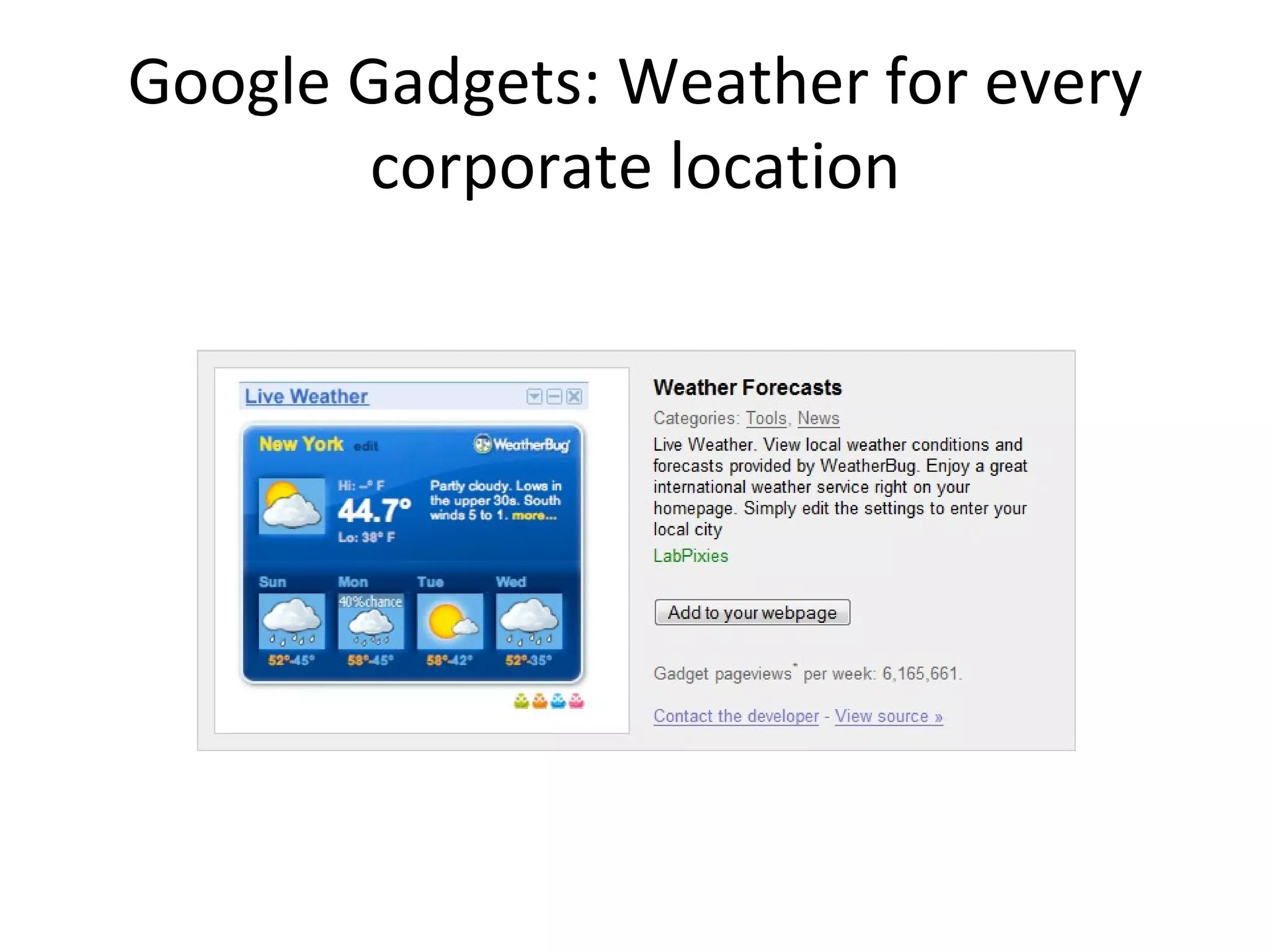 Google Gadgets: Weather for every corporate location 
