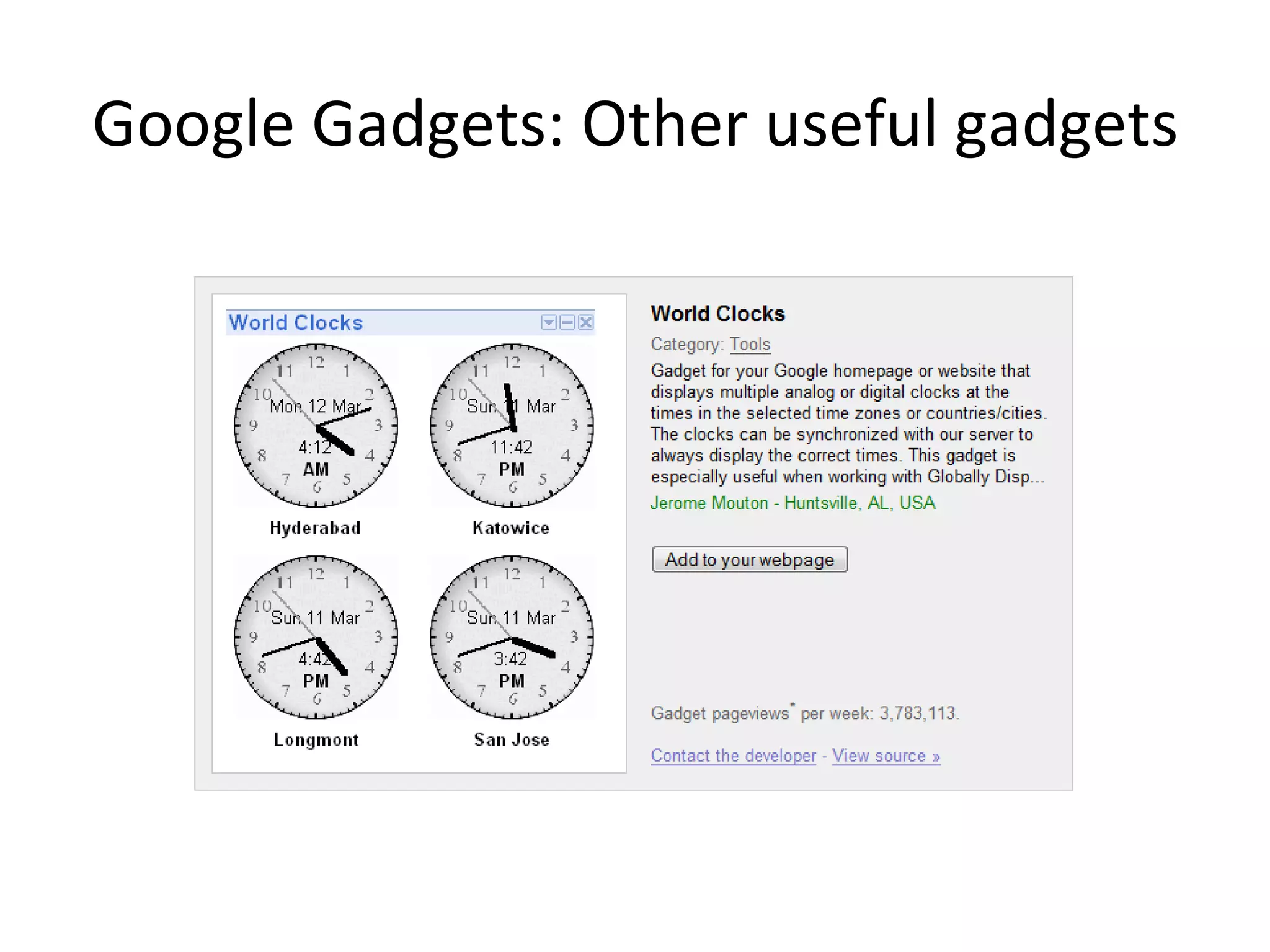 Google Gadgets: Other useful gadgets 