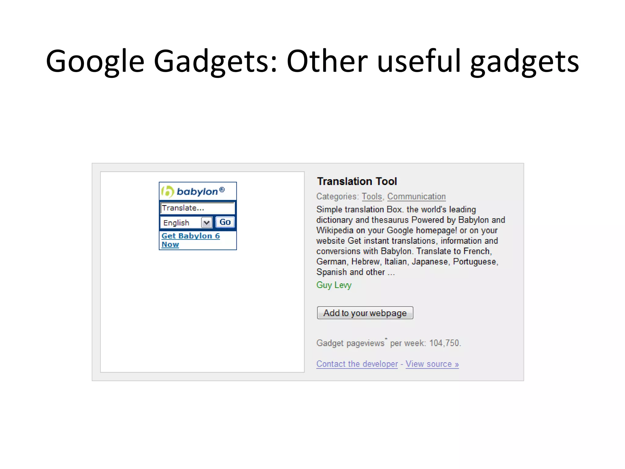 Google Gadgets: Other useful gadgets 