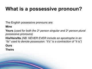 Foundations of Grammar 10: What are possessive adjectives and pronouns ...