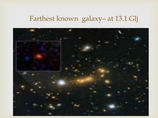 
Farthest known galaxy– at 13.1 Glj
 