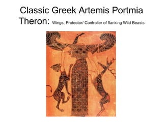 Classic Greek Artemis Portmia Theron:  Wings, Protector/ Controller of flanking Wild Beasts 