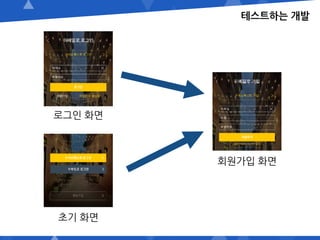 테스트하는 개발
로그인 화면
초기 화면
회원가입 화면
 