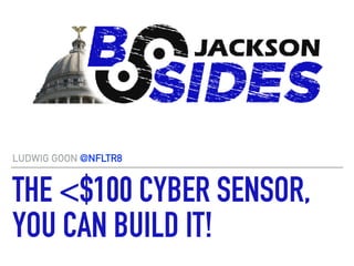 THE <$100 CYBER SENSOR,
YOU CAN BUILD IT!
LUDWIG GOON @NFLTR8
 