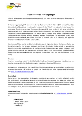 Kapitel 7 100%-EE-Regionen-Karte



                    welchem Bereich? Wer hat den meisten Ausbau? Wer hat das ambitionierteste Ziel?
                    usw. ).
        Die bisherigen Erfahrungen mit der 100%-EE-Karte vermitteln den Eindruck, dass allein die
        Rohfassung der Karte ein weiterer Auslöser für ein verstärktes Engagement gewesen ist. Einige
        anekdotisch ausgewählte Anwendungen sollen die Bedeutung der 100%-EE-Regionen-Karte
        verdeutlichen:
               -    Auf Wunsch der Produktionsfirma Fechner GmbH wurde eine Vor-Version der Karte im
                    Filmprojekt „Energy Autonomy – The Code of survival“ verwendet, um die Aufbruchs-
                    stimmung in Deutschland zu dokumentieren („Wir brauchen eine Karte, als ob Deutsch-
                    land die Masern hat“19).
               -    Die Vorversion wurde bei ausgewählten Fachveranstaltungen, z.B. der RegioSolar-
                    Konferenz 2008, präsentiert und stieß dort auf ein so reges Interesse, dass sie in die
                    Abschlussstatements aufgenommen wurde.
               -    Die Karte provozierte zahlreiche Anfragen von Politik und Interessenverbänden auch
                    nach vorläufigen Ergebnissen der Recherchen und der Befragung („Können sie mir die
                    Ergebnisse für Bayern zukommen lassen, ruhig auch den Zwischenstand?“20).
               -    Insbesondere wurden Reaktionen von Akteuren aus den Regionen hervorgerufen, die in
                    den bisherigen „weißen Flecken“ der Karte verortet waren („Ich komme wegen dem
                    weißen Flecken (Thüringen) und möchte auch auf die Karte.“21)
               -    Seitens des Bundesumweltministeriums wird den Regionen eine zunehmend stärkere
                    Bedeutung für den Ausbau von EE zugesprochen, insbesondere bezüglich der Fortent-
                    wicklung des EEGs (Kombikraftwerkbau, Marktintegration).
        Die aufgezeigten Einsatzfelder können zukünftig auf Basis einer breiteren Datengrundlage und
        mit Hilfe eines Geografischen Informationssystems (GIS) verbessert dargestellt werden.

        7.5        Weiterentwicklung zum GIS
        Die bisher erstellte Karte ist nur eine erste Form der Darstellung. Für die Vertiefung ist ein Geo-
        grafisches Informationssystem (GIS) geeignet, welches die Inhalte der Projektdatenbank und
        der Befragung mit den passgenauen Geodaten zu verschneiden vermag und so die Erstellung
        von einer großen Zahl von Abfragen und Karten ermöglicht. Das volle Potenzial eines solchen
        Instruments wird dann ausgeschöpft, wenn andere Inhalte aus der Umweltbeobachtung, Raum-
        planung usw. mit einbezogen werden. Ein entsprechendes Tool soll im Laufe des Jahres 2009
        angewandt werden.
        Beispielhafte Anwendungen sind:
               -    Zeitpunkt der Beschlussfassung: Pioniere, Nachzügler, Diffusion der Idee 100%-EE
               -    Stand der Umsetzung/Status Quo in verschiedenen Märkten (Strom, Wärme, Mobilität).
               -    Weitere Untersuchungsgegenstände, z.B. Bioenergiedörfer oder Einzelanlagen
               -    Überlagerung verschiedener Kategorien bzw. die Weiterentwicklung
               -    Kooperation mit anderen Projekten und Initiativen, z.B. Solarbundesliga u.a.


        19
             Zitat: Irja Martens, Fechner GmbH, Produktionsfirma des Films „Energy Autonomy – The code of survival“.
        20
             Zitat: Dr. Ernst Schrimpff, Arbeitsgemeinschaft Bayrischer Solarinitiativen.
        21
             Zitat: Bernd E. Ziemek, Mechatronik KG - SolarPro Umwelttechnik GmbH  Co.

        56
 