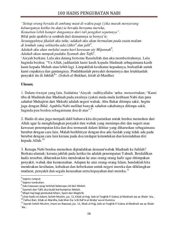 100 Hadis Pengubatan Nabi Thibbun Nabawi
