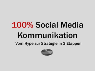 100% Social Media
 Kommunikation
Vom Hype zur Strategie in 3 Etappen
 