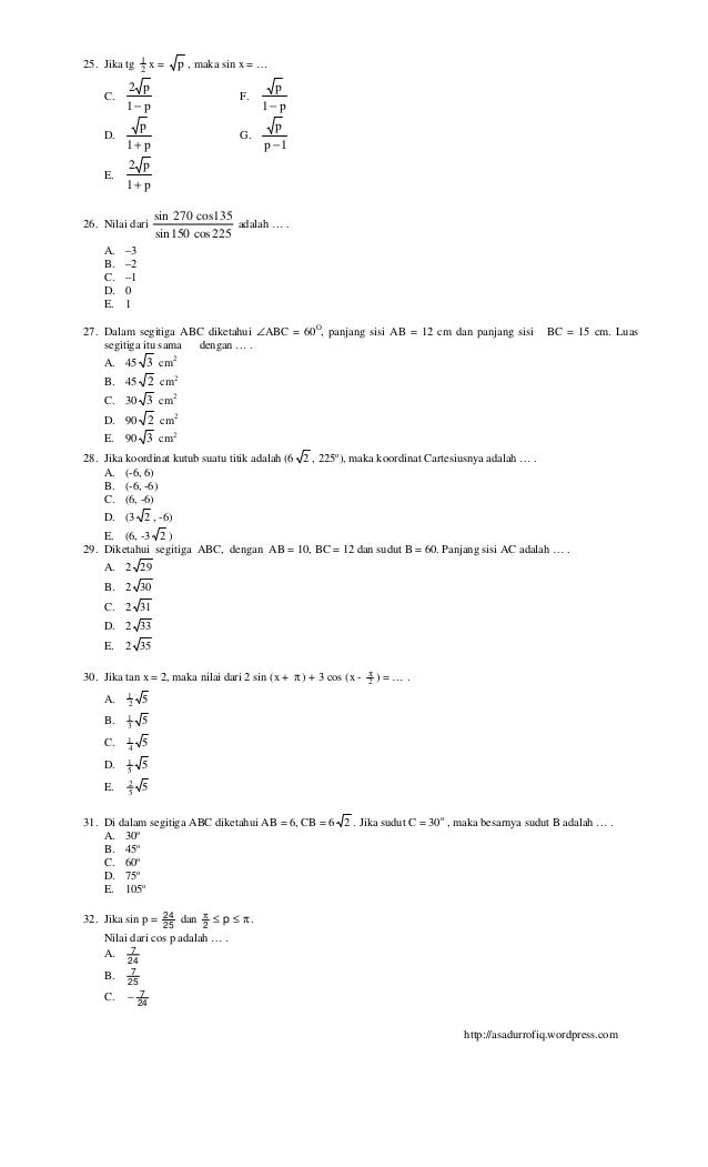 100 Soal Matematika Sma Kls X Smt 2