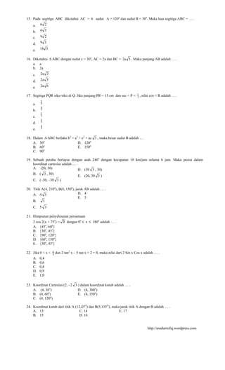 100 Soal Matematika Sma Kelas X Semester 2