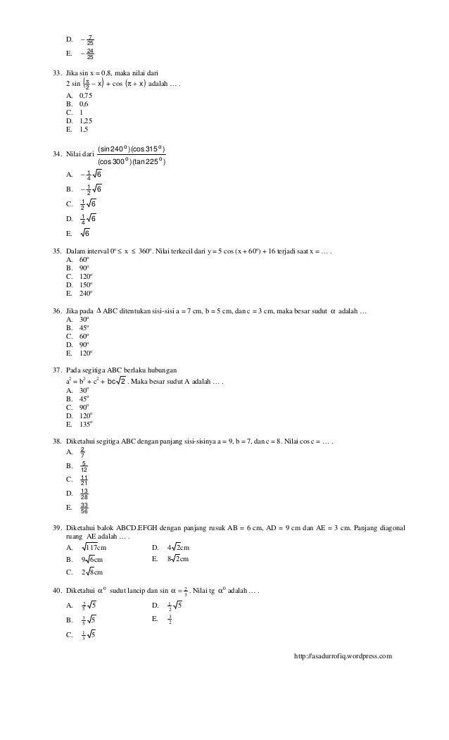 Contoh Soal Beserta Jawabanya Matematika Materi Persen Kelas 10