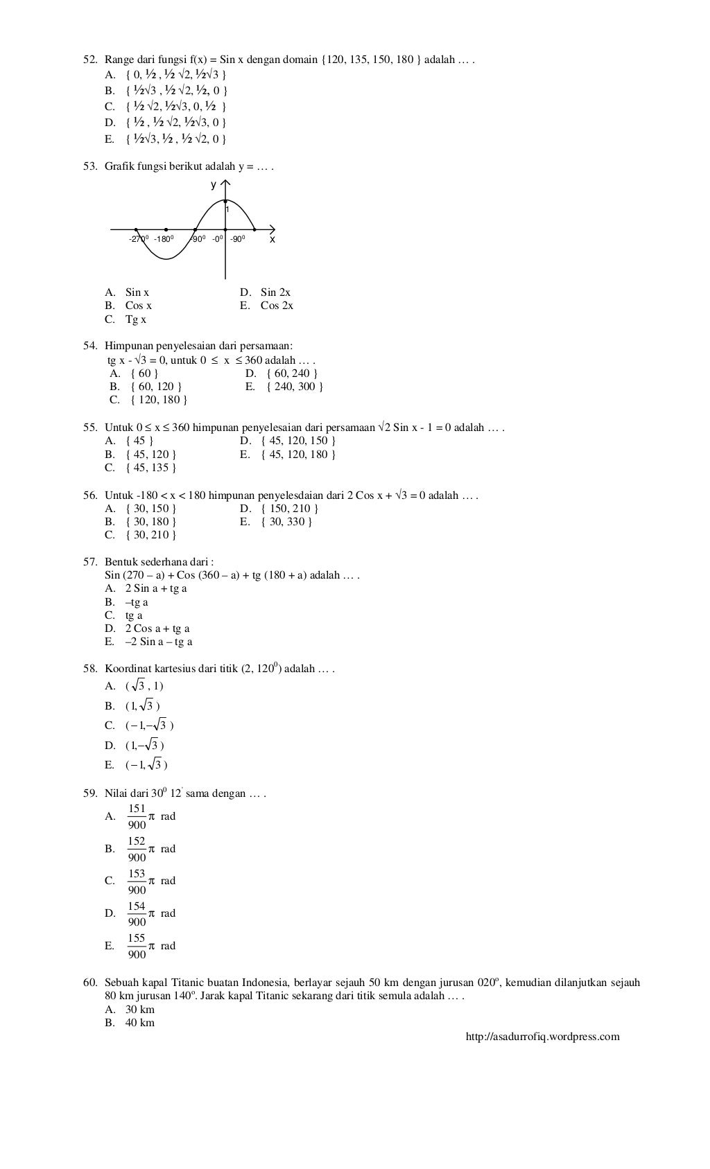 100 Soal Matematika SMA Kelas X Semester 2