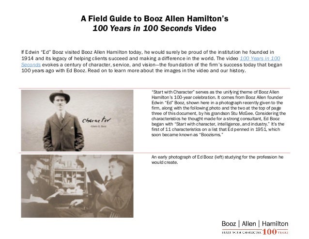 The Field Guide To Booz Allen Hamilton S 100 Years In 100 Seconds V