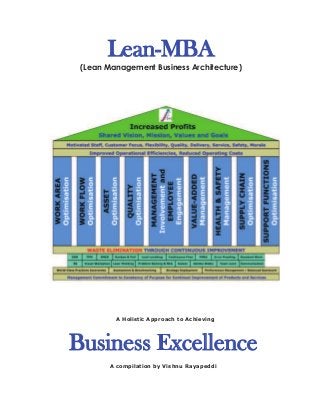 Lean-MBA
(Lean Management Business Architecture)
A Holistic Approach to Achieving
Business Excellence
A compilation by Vishnu Rayapeddi
 