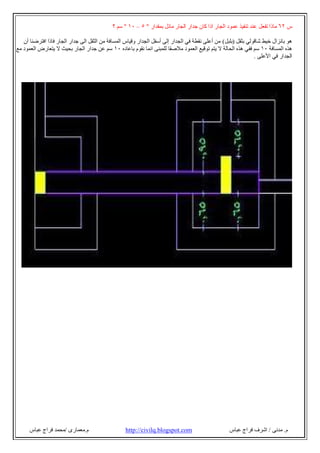 ‫م‬.‫ﻣﺪﻧﻰ‬/‫ﻋﺒﺎ‬ ‫ﻓﺮاج‬ ‫اﺷﺮف‬‫س‬com.blogspot.civilq://http‫م‬.‫ﻣﻌﻤﺎرى‬/‫ﻋﺒﺎس‬ ‫ﻓﺮاج‬ ‫ﻣﺤﻤﺪ‬
‫س‬٦٢‫ﺗﻔﻌﻞ‬ ‫ﻣﺎذا‬‫اﻟﺠﺎر‬ ‫ﻋﻤﻮد‬ ‫ﺗﻨﻔﯿﺬ‬ ‫ﻋﻨﺪ‬‫ﺑﻤﻘﺪار‬ ‫ﻣﺎﺋﻞ‬ ‫اﻟﺠﺎر‬ ‫ﺟﺪار‬ ‫ﻛﺎن‬ ‫اذا‬"٥–١٠"‫؟‬ ‫ﺳﻢ‬
‫ﺑﺜﻘﻞ‬ ‫ﺷﺎﻗﻮﻟﻲ‬ ‫ﺧﯿﻂ‬ ‫ﺑﺎﻧﺰال‬ ‫ھﻮ‬)‫ﺑﻠﺒﻞ‬(‫أن‬ ‫اﻓﺘﺮﺿﻨﺎ‬ ‫ﻓﺎذا‬ ‫اﻟﺠﺎر‬ ‫ﺟﺪار‬ ‫اﻟﻰ‬ ‫اﻟﺜﻘﻞ‬ ‫ﻣﻦ‬ ‫اﻟﻤﺴﺎﻓﺔ‬ ‫وﻗﯿﺎس‬ ‫اﻟﺠﺪار‬ ‫أﺳﻔﻞ‬ ‫إﻟﻰ‬ ‫اﻟﺠﺪار‬ ‫ﻓﻲ‬ ‫ﻧﻘﻄﺔ‬ ‫أﻋﻠﻰ‬ ‫ﻣﻦ‬
‫اﻟﻤﺴﺎﻓﺔ‬ ‫ھﺬه‬١٠‫اﻟﺤ‬ ‫ھﺬه‬ ‫ﻓﻔﻲ‬ ‫ﺳﻢ‬‫ﺑﺎﻋﺎده‬ ‫ﻧﻘﻮم‬ ‫اﻧﻤﺎ‬ ‫ﻟﻠﻤﺒﻨﻰ‬ ‫ﻣﻼﺻﻘﺎ‬ ‫اﻟﻌﻤﻮد‬ ‫ﺗﻮﻗﯿﻊ‬ ‫ﯾﺘﻢ‬ ‫ﻻ‬ ‫ﺎﻟﺔ‬١٠‫ﻣﻊ‬ ‫اﻟﻌﻤﻮد‬ ‫ﯾﺘﻌﺎرض‬ ‫ﻻ‬ ‫ﺑﺤﯿﺚ‬ ‫اﻟﺠﺎر‬ ‫ﺟﺪار‬ ‫ﻋﻦ‬ ‫ﺳﻢ‬
‫اﻷﻋﻠﻰ‬ ‫ﻓﻲ‬ ‫اﻟﺠﺪار‬.
 