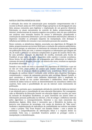 15 redações nota 1000 no ENEM-2018 | PDF