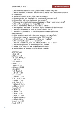32 perguntas bíblicas para gincana bíblica