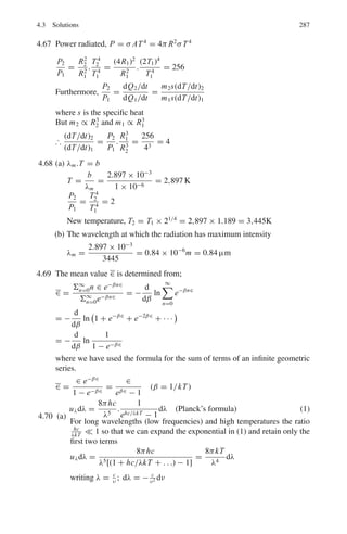 224 3 Quantum Mechanics – II
where F(r) = r f (r)
Lzψ1 = −i
∂
∂ϕ
(cos ϕ + i sin ϕ) sin θ F(r)
= −i(− sin ϕ + i cos ϕ) sin θ F(r)
= (cos ϕ + i sin ϕ) sin θ F(r)
= ψ1
Thus ψ1 is the eigen state and the eigen value is 
ψ2 = zf (r) = r cos θ f (r)
Lzψ2 = −i
∂
∂ϕ
(r cos θ f (r)) = 0
The eigen value is zero.
ψ3 = (x − iy) f (r) = r sin θ(cos ϕ − i sin ϕ) f (r)
= (cos ϕ − i sin ϕ) sin θ F(r)
Lzψ3 = −i
∂
∂ϕ
(cos ϕ − i sin ϕ) sin θ F(r)
= −i(− sin ϕ − i cos ϕ) sin θ F(r)
= i (sin ϕ + i cos ϕ) sin θ F(r)
= −(cos ϕ − i sin ϕ) sin θ F(r) = −ψ3
Thus ψ3 is an eigen state and the eigen value is −.
3.89 (a) Lz = −i
∂
∂ϕ
Lzψ = −i
∂
∂ϕ
Af (r) sin θ cos θ eiϕ
= (i) (−i  A f (r) sin θ cos θ eiϕ
)
= A f (r) sin θ cos θ eiϕ
= ψ
Therefore, the z-component of the angular momentum is .
(b) L2
= −2
.
∂2
∂θ2 + cot θ ∂
∂θ
+

1
sin2
θ

∂2
∂ϕ2
/
Expressions for Lz and L2
are derived in Problems 3.80 and 3.83.
L2
ψ = −2

∂2
∂θ2
+ cot θ
∂
∂θ
+

1
sin2
θ

·
∂2
∂ϕ2

Af (r) sin θ cos θ eiϕ
= −2
Af (r)eiϕ

−4 sin θ cos θ + cot θ (cos2
θ − sin2
θ) −
sin θ cos θ
sin2
θ

= 62
Af (r) sin θ cos θ eiϕ
= 6 2
ψ
Thus L2
= 6 2
But L2
= l(l + 1). Therefore l = 2
 