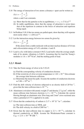 15
32π
sin2
θ(e2iϕ
+ e−2iϕ
) (4)
Dividing (1) by (4) and simplifying we get
u(θ, ϕ) =
1
√
2
(Y2+2(θ, ϕ) + Y2−2(θ, ϕ))
We know that
L2
Ylm = 2
l(l + 1)Ylm
So L2
u(θ, ϕ) = L2
[Y22(θ,ϕ)+Y2−2(θ,ϕ)]
√
2
= 2(2 + 1)2 [Y22(θ,ϕ)+Y2−2(θ,ϕ)]
√
2
= 62
u(θ, ϕ)
Thus the eigen value of L2
is 62
3.94 The wave function is identified as ψ322
LZ ψ = −i
∂ψ
∂ϕ
= 2ψ
Thus the eigen value of LZ is 2.
3.95 (a) Using the values, Y10 =
$
3
4π
cos θ and Y1,±1 = ∓
$
3
8π
sin θ exp(±iϕ), we
can write
ψ =
 