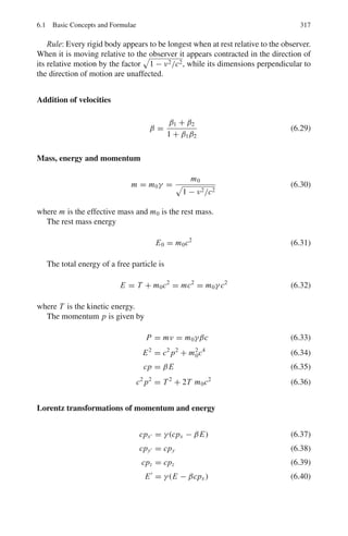 246 3 Quantum Mechanics – II
3.122 f (θ) = −

 μ
2π2
 
V (r)eiqr
d3
r
= −

 μ
2π2
  ∞
0
V (r)r2
dr
 +1
−1
eiqr cos θ
d(cos θ)
 2π
0
dϕ
= −

 μ
2π2
 
V (r)r2

(eiqr
− e−iqr
)
iqr

2πdr
= −

2μ
q2
  ∞
0
V (r)r sin(qr)dr
3.123 A =
 ∞
0
sin(qr/)
(qr/)
V (r)4πr2
dr
Substitute V (r) ∼ e−r/R
r
where R = /mc
A ∼
 ∞
0
e−r/R sin(qr/)
q
dr
Put 1/R = a and q/ = b
A ∼
 ∞
0
e−ar sin(br)
b
dr
=
1
b

b
a2 + b2

=
1
a2 + b2
=
1
1
R2 + q2
2
∼
1
2
R2 + q2
=
1
q2 + m2c2
 