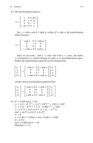 258 4 Thermodynamics and Statistical Physics
4.72 Using Planck’s formula for blackbody radiation show that Stefan’s constant
σ =
2
15
π5
k4
h3c2
= 5.67 × 10−8
W.m−2
.K−4
4.73 A blackbody has its cavity of cubical shape. Determine the number of modes
of vibration per unit volume in the wavelength region 4,990–5,010 A◦
.
[Osmania University 2004]
4.74 A cavity kept at 4,000 K has a circular aperture 5.0 mm diameter. Calculate (a)
the power radiated in the visible region (0.4–0.7 μm) from the aperture (b) the
number of photons emitted per second in the visible region
4.75 Planck’s formula for the black body radiation is
uλdλ =
8πhc
λ5
1
ehc/λkT − 1
dλ
Express this formula in terms of frequency.
4.76 Estimate the temperature TE of the earth, assuming that it is in radiation
equilibrium with the sun (assume the radius of sun Rs = 7 × 108
m, the
earth-sun distance r = 1.5 × 1011
m, the temperature of solar surface Ts =
5,800 K)
4.77 Calculate the solar constant, that is the radiation power received by 1 m2
of earth’s surface. (Assume the sun’s radius Rs = 7 × 108
m, the earth-
sun distance r = 1.5 × 1011
m, the earth’s radius RE = 6.4 × 106
m,
sun’s surface temperature, Ts = 5,800 K and Stefan-Boltzmann constant
σ = 5.7 × 10−8 W
m2 − K4
).
4.78 A nuclear bomb at the instant of explosion may be approximated to a black-
body of radius 0.3 m with a surface temperature of 107
K. Show that the bomb
emits a power of 6.4 × 1020
W.
4.3 Solutions
4.3.1 Kinetic Theory of Gases
4.1 Consider a two-body collision between two similar gas molecules of initial
velocity ν1 and ν2. After the collision, let the final velocities be ν3 and ν4.
The probability for the occurrence of such a collision will be proportional to
the number of molecules per unit volume having these velocities, that is to
the product f (ν1) f (ν2). Thus the number of each collisions per unit volume
per unit time is c f (ν1) f (ν2) where c is a constant. Similarly, the number of
inverse collisions per unit volume per unit time is c	
f (ν3) f (ν4) where c	
is
also a constant. Since the gas is in equilibrium and the velocity distribution is
unchanged by collisions, these two rates must be equal. Further in the centre
 