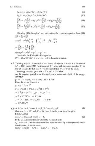 260 4 Thermodynamics and Statistical Physics
E = 3NkT/2 (10)
Combining (8), (9) and (10)
α =
m
2kT
(11)
and A = N(α/π)3/2
= N(m/2πkT )3/2
(12)
Using (11) and (12) in (5)
N(ν)dν = 4π N(m/2πkT )3/2
ν2
exp(−mν2
/2kT )dν
4.2 N(ν)dν = 4π N(m/2πkT )3/2
ν2
exp(−mν2
/2kT )dν (1)
Put E = 1
2
mν2
, dE = mνdν (2)
Use (2) in (1) and simplify to obtain
N(E)dE =
2π N E1/2
(πkT )3/2
exp

−
E
kT

dE
4.3 The average speed
 ν =
 ∞
0 νN(ν)dν
N
= 4π

 m
2πkT
3/2
 ∞
0
ν3
exp(−mν2
/2kT )dν (1)
where we have used the Maxwellian distribution
Put α =
m
2kT
(2)
so that
 ∞
0
ν3
e−αν2
dν =
1
2α2
(3)
Combining (1), (2) and (3)
 ν =

8kT
πm
1/2
=
 