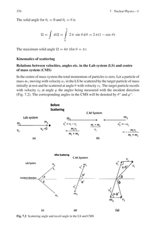 294 5 Solid State Physics
According to the BCS theory superconductivity is due to a weak binding of two
electrons of equal and opposite momenta and spin to form the so-called a Cooper
pair which behaves as a single particle, a Boson.
An energy Eg, called the superconducting energy gap, is required to break the
Cooper pair. At T = 0,
Eg = 3.53 kTc (5.20)
where k is the Boltzmann constant.
5.2 Problems
5.2.1 Crystal Structure
5.1 Show that π/6 of the available volume is occupied by hard spheres in contact
in a simple cubic arrangement.
5.2 Show that
√
3π/8 of the available volume is occupied by hard spheres in con-
tact in a body-centered cubic arrangement.
5.3 Calculate the separations of the sets of planes which produce strong x-ray
diffractions beams at angles 4◦
and 8◦
in the first order, given that the x-ray
wavelength is 0.1 nm.
5.4 At what angle will a diffracted beam emerge from the (111) planes of a face
centered cubic crystal of unit cell length 0.4 nm? Assume diffraction occurs in
the first order and that the x-ray wavelength is 0.3 nm.
5.5 An x-ray beam of wavelength 0.16 nm is incident on a set of planes of a certain
crystal. The first Bragg reflection is observed for an incidence angle of 36◦
.
What is the plane separation? Will there be any higher order reflections?
5.6 In the historical experiment of Davisson and Germer electrons of 54 eV at nor-
mal incidence on a crystal showed a peak at reflection angle θr = 400
. At what
energy neutrons would also show a peak at θr = 400
for the same order.
5.7 Write down the atomic radii r in terms of the lattice constant a, for (a) Simple
cubic structure (b) FCC structure (c) BCC structure (d) Diamond structure.
5.2.2 Crystal Properties
5.8 Show that the Madelung constant for a one-dimensional array of ions of alter-
nating sign with equal distance between successive ions is equal to 2 ln 2.
5.9 Write down the first five terms for the Madelung constant corresponding to the
NaCl crystal.
 